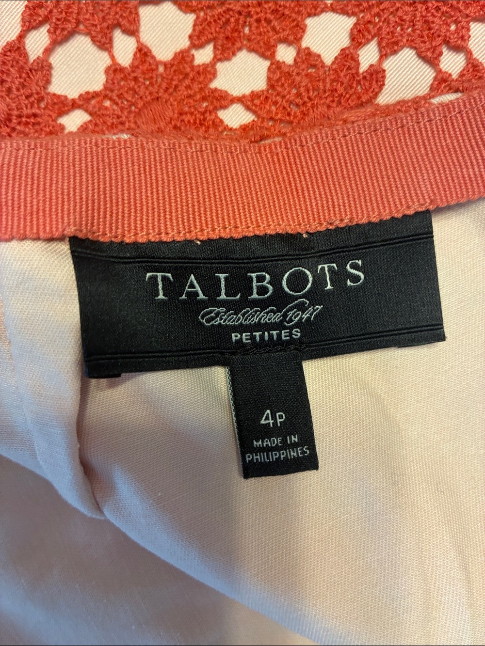 Talbots Orange and White Floral Lace Pencil Skirt - Picture 2 of 3